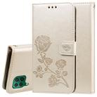For Huawei P40 Lite Rose Embossed Horizontal Flip PU Leather Case with Holder & Card Slots & Wallet(Gold) - 1