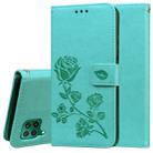 For Huawei P40 Lite Rose Embossed Horizontal Flip PU Leather Case with Holder & Card Slots & Wallet(Green) - 1