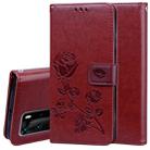 For Huawei P40 Pro Rose Embossed Horizontal Flip PU Leather Case with Holder & Card Slots & Wallet(Brown) - 1