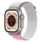 For Apple Watch Ultra 49mm Nylon Watch Band (Gray + Pink) - 1