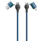 awei CL-126 1.2m 4 in 1 USB to USB-C / Type-C to 8Pin Data Fast Charging Cable(Blue) - 1