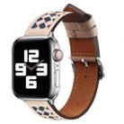 Braided Genuine Leather Watch Band for Apple Watch Ultra 49mm / Series 8&7 45mm / SE 2&6&SE&5&4 44mm / 3&2&1 42mm(Apricot+Blue) - 1