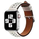 Braided Genuine Leather Watch Band for Apple Watch Series 8&7 41mm / SE 2&6&SE&5&4 40mm / 3&2&1 38mm(Beige+Silver) - 1