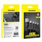 awei CL-129 4 in 1 USB to USB-C / Type-C to 8Pin to Micro USB Multi Charging Cable - 6