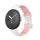 For Google Pixel Watch Two-Color Silicone Watch Band Man(White Pink) - 1