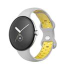 For Google Pixel Watch Two-Color Silicone Watch Band Man(Grey Yellow) - 1