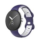 For Google Pixel Watch Two-Color Silicone Watch Band Women(Blue White) - 1