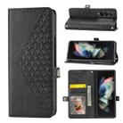 For Samsung Galaxy Z Fold4 Cubic Grid Calf Texture Leather Phone Case(Black) - 1