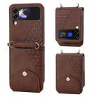 For Samsung Galaxy Z Flip4 Cubic Grid Calf Texture Leather Phone Case(Brown) - 1