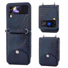 For Samsung Galaxy Z Flip4 Cubic Grid Calf Texture Leather Phone Case(Blue) - 1