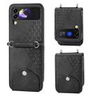 For Samsung Galaxy Z Flip3 5G Cubic Grid Calf Texture Leather Phone Case(Black) - 1