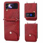 For Samsung Galaxy Z Flip3 5G Cubic Grid Calf Texture Leather Phone Case(Red) - 1