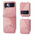 For Samsung Galaxy Z Flip3 5G Cubic Grid Calf Texture Leather Phone Case(Rose Gold) - 1