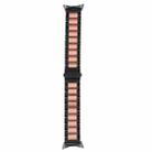 For Google Pixel Watch Three Strains Stainless Steel Metal Watch Band (Black Pink) - 1