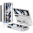 For Samsung Galaxy Z Fold4 GKK Magnetic Hinge Flip Phone Case with Pen Holder & Holder(Silver) - 1