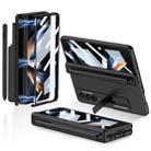 For Samsung Galaxy Z Fold4 GKK Magnetic Hinge Flip Phone Case with Pen Holder & Holder(Black) - 1