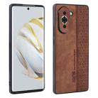 For Huawei nova 10 AZNS 3D Embossed Skin Feel Phone Case(Brown) - 1