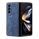 For Samsung Galaxy Z Fold4 5G AZNS 3D Embossed Skin Feel Phone Case(Sapphire Blue) - 1