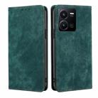 For vivo Y35 4G / Y22 / Y22s RFID Anti-theft Brush Magnetic Leather Phone Case(Green) - 1