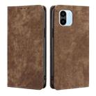 For Xiaomi Redmi A1 RFID Anti-theft Brush Magnetic Leather Phone Case(Brown) - 1