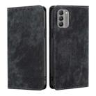 For Nokia G400 RFID Anti-theft Brush Magnetic Leather Phone Case(Black) - 1