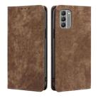 For Nokia G400 RFID Anti-theft Brush Magnetic Leather Phone Case(Brown) - 1