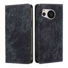 For Sharp Aquos Sense7 RFID Anti-theft Brush Magnetic Leather Phone Case(Black) - 1