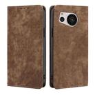 For Sharp Aquos Sense7 RFID Anti-theft Brush Magnetic Leather Phone Case(Brown) - 1