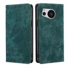 For Sharp Aquos Sense7 RFID Anti-theft Brush Magnetic Leather Phone Case(Green) - 1