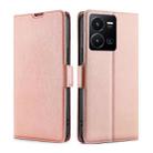 For vivo Y35 4G / Y22 / Y22s Ultra-thin Voltage Side Buckle Leather Phone Case(Rose Gold) - 1