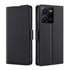 For vivo Y35 4G / Y22 / Y22s Ultra-thin Voltage Side Buckle Leather Phone Case(Black) - 1