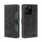 For vivo Y35 4G / Y22 / Y22s Skin Feel Magnetic Buckle Leather Phone Case(Black) - 1