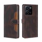 For vivo Y35 4G / Y22 / Y22s Skin Feel Magnetic Buckle Leather Phone Case(Brown) - 1