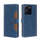 For vivo Y35 4G / Y22 / Y22s Skin Feel Magnetic Buckle Leather Phone Case(Blue) - 1
