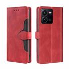 For vivo Y35 4G / Y22 / Y22s Skin Feel Magnetic Buckle Leather Phone Case(Red) - 1