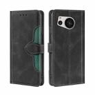 For Sharp Aquos Sense7 Skin Feel Magnetic Buckle Leather Phone Case(Black) - 1