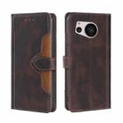 For Sharp Aquos Sense7 Skin Feel Magnetic Buckle Leather Phone Case(Brown) - 1