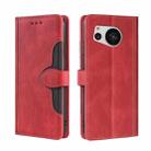 For Sharp Aquos Sense7 Skin Feel Magnetic Buckle Leather Phone Case(Red) - 1