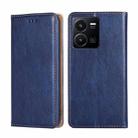 For vivo Y35 4G / Y22 / Y22s Gloss Oil Solid Color Magnetic Leather Phone Case(Blue) - 1