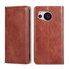 For Sharp Aquos Sense7 Gloss Oil Solid Color Magnetic Leather Phone Case(Brown) - 1