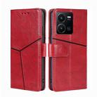 For vivo Y35 4G / Y22 / Y22s Geometric Stitching Leather Phone Case(Red) - 1