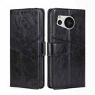 For Sharp Aquos Sense7 Geometric Stitching Leather Phone Case(Black) - 1