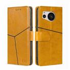 For Sharp Aquos Sense7 Geometric Stitching Leather Phone Case(Yellow) - 1