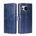 For Sharp Aquos Sense7 Geometric Stitching Leather Phone Case(Blue) - 1