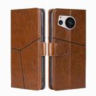 For Sharp Aquos Sense7 Geometric Stitching Leather Phone Case(Light Brown) - 1