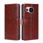 For Sharp Aquos Sense7 Geometric Stitching Leather Phone Case(Dark Brown) - 1