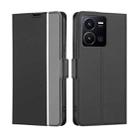For vivo Y35 4G / Y22 / Y22s Twill Texture Side Button Leather Phone Case(Black) - 1