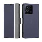 For vivo Y35 4G / Y22 / Y22s Twill Texture Side Button Leather Phone Case(Blue) - 1