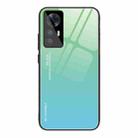 For Xiaomi Redmi K50 Ultra / 12T / 12T Pro Gradient Color Glass Phone Case(Green Cyan) - 1