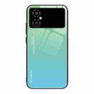 For Xiaomi Poco M4 5G Global Gradient Color Glass Phone Case(Green Cyan) - 1